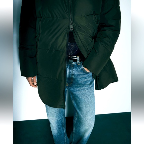 Zara NWT Water and Wind Protection Khaki Longline Hooded Anorak - Picture 7 of 17